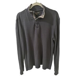 Lachlan Men's 3/4 Button Front Cotton Pullover LS Sweater Navy Gray, M